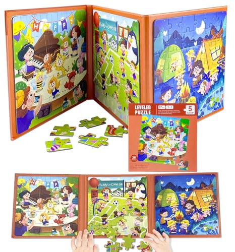 Magnetische Puzzle,Kinderpuzzle,Magnet Puzzle,Rahmenpuzzle,1 Stück 3-In-1 Magnetpuzzle für Kinder 3 4 5 Jahre Reisespiele Kinder Lernspielzeug für Kinde Lernmagnet Geschenk für den Roadtrip Flugzeug.