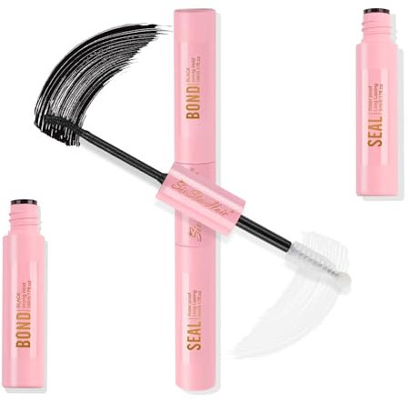 Sixstarhair Eyelash Glue for Eyelash Extensions 2 in 1 Bond and Seal Lash Glue Strong Hold 48-72 Hours Waterproof Black Lash Adhesive for DIY Cluster Lashes