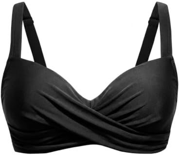 Women Underwire Bikini Top Only - Push Up Bathing Suit Top Padded Swim Bra 2025 Swimsuits Top Black L
