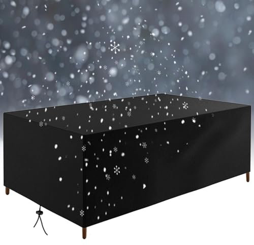 OUZUIU Winter Gartenmöbel Abdeckung Wasserdicht Anti-UV Regenfest Schutz Vor Kälte 75x50x40cm/LxWxH 420d Oxford Gewebe Abdeckplane Abdeckhaube Gartentisch Rechteck Schwarz