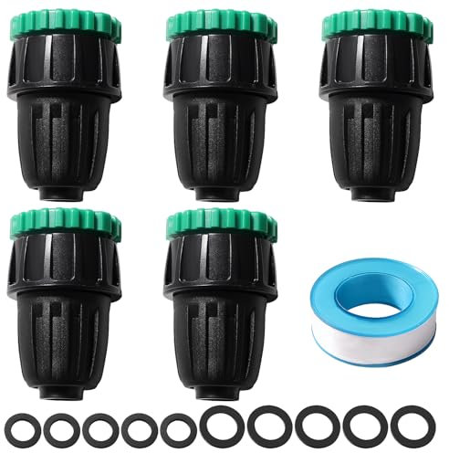 VooGenzek 5 Piezas G1/2 G3/4 a 13/16 mm Tubo de Riego por Goteo de Adaptador, Conectores de Tubo de Riego por Goteo, Agricultura Accesorios de Riego, con Hebilla de Bloqueo, para Césped, Jardines
