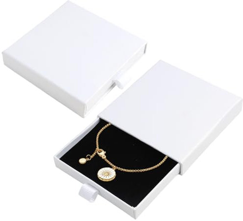 BIVOFU Caja de Regalo para Joyería,Cajitas de Carton para Regalos, Cajas de Presentación 9x9x1,7cm, Organizador de Collares, Pendientes y Anillos, Almacenamiento de Joyas de Fieltro (Blanco)