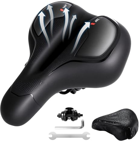 Sella Bici Comoda Uomo Donna, Sellini per mountain bike, Allargato, Traspirante, Ergonomica, Sellino Bici Morbido, Sedile Bici Compatibile con MTB, Bici da Città, Ebike, Cyclette