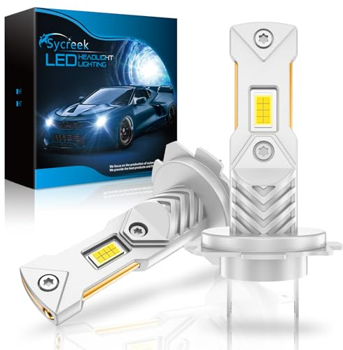 Sycreek Ampoule H7 LED,22000LM 1:1 Mini Size Led H7,Plug and Play,Remplacement de Phare Halogène de Voiture et Moto