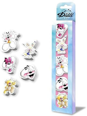 DIDDL - Set gommes 3D Diddl - 5 Gommes Originales Trop Mignonnes - Accessoires Papeterie Rigolos et Colorés - Idée Cadeau Mignonne Enfant & Fan Nostalgique des Années 90