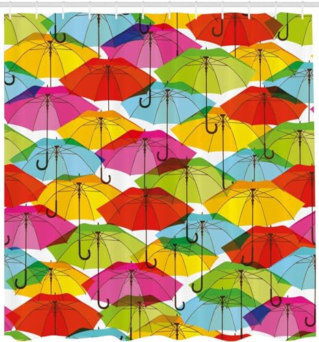 Cortina de Ducha Antimoho 120x180 cm Paraguas Cortinas de Baño 3D Cortina Ducha Colorido, Lavable Poliester Tela para Bañera con Ganchos A/43