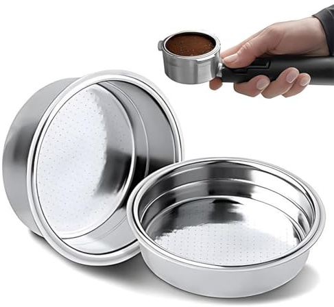 UIEXAY Portafiltro Per Caffè Set Di 2 Pezzi (Per 1 Tazza + 2 Tazze) - Filtro Macchina Caffe Ultrafine In Acciaio Inox, Facile Pulire, Design Antigraffio, Si Adatta Alla Maggior Parte Dei Manici 51Mm