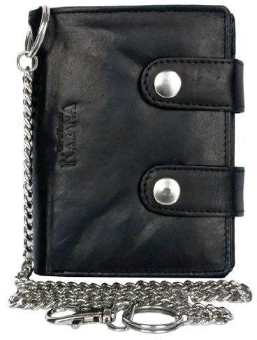 Kabana Biker Herren Portemonnaie Schwarz Echtleder mit Metallkette, Schwarz, one Size, Klassisch