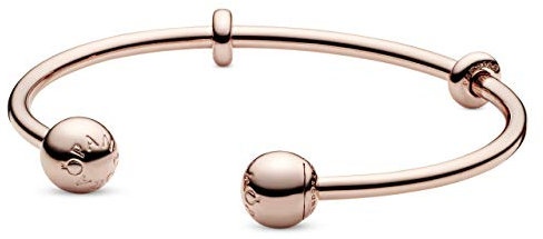 Pandora Icons 14k Rose gold-plated open bangle with silicone stoppers and interchangeable end caps, 1
