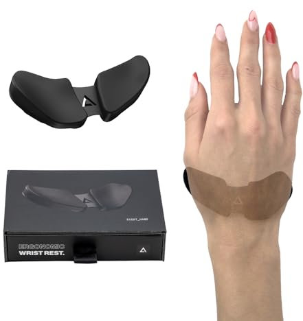 DELTAHUB Carpio 2.0 - Left-Handed Truly Ergonomic Wrist Rest for Mouse, Carpal Tunnel Support, Pain Relief, Anti-Fatigue, Easy Glide, Sleek, Office Computer, Laptop, Gaming - Large, Black