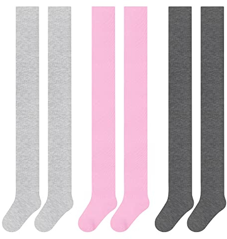 L&K-II 3-pack barnstrumpbyxor flickor, strumpbyxor för flickor, vita svarta grå strumpbyxor flickor 2710, Ljusgrå + rosa + mörkgrå, 86/92 cm