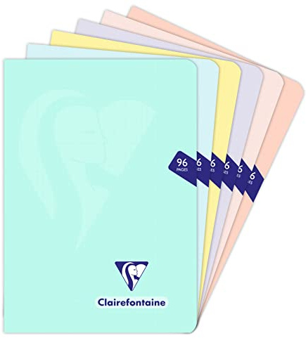 Clairefontaine 308682C Un Carnet Agrafé Mimesys PASTEL - A5 14,8x21 cm - 96 Pages Petits Carreaux - Papier Blanc 90 g - Couverture Polypro Opaque - Couleur Aléatoire