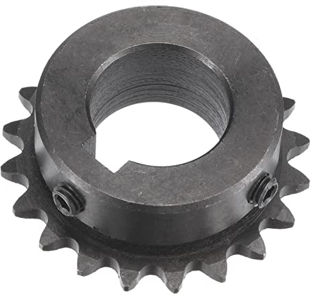 sourcing map Pignone a rullo a 20 denti tipo B, catena 25, passo singolo 1/4, passo 19mm foro ossido nero C45, chiave con viti di fissaggio per ISO 04C