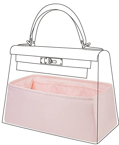 DGAZ Handtasche Tasche Organizer, Seide Innentaschen für Kelly Pochette/Mini/25/28/32/35, Taschen Organisator Innentaschen für Damen Handtaschen (Rosa, KL32)