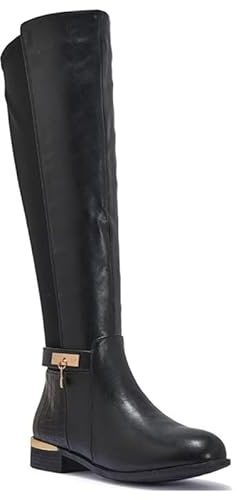 sole london LADIES WOMENS FASHION OVER THE KNEE HIGH STRETCH CALF LEG ZIP FLAT HEEL BOOTS