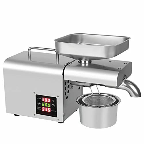 610W Automatische Ölpresse Maschine,50-250℃ Öl Pressmaschine Elektrische Ölmühle Edelstahl Heiß Ölpresse Extractor für Leinsamen Erdnuss Hanfsamen Sesam Sonnenblume, 3-6kg/St.