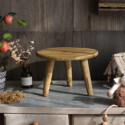 Tabouret Rond en Bois Mini, Support de Plante Intérieur-Extérieur, Présentoir Moderne pour Pot de Fleur