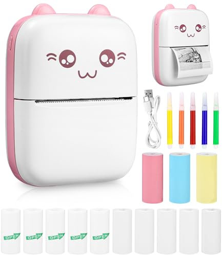 Zounin Mini Drucker, Tragbarer Fotodrucker, Smartphone Bluetooth Drucker (PINK)