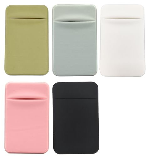 Bamyli Lot de 5 Porte Cartes pour Téléphone Portable, Porte Carte Telephone Adhesif, Porte Carte pour Coque Téléphone, Peut Placer Une Carte D'identité, Carte de Crédit (5 Couleurs)