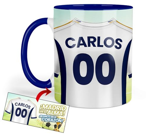 Kembilove Taza Personalizada de Fútbol | Regalo Original Madrid | Para Niños | Día del Padre | Tazas de Desayuno Personalizadas