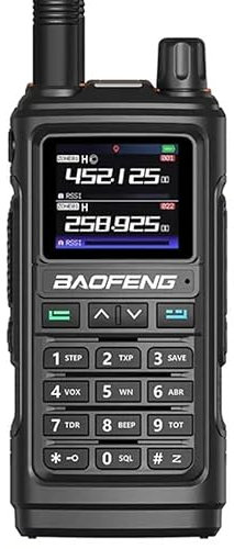 Baofeng UV-17 Pro GPS Walkie Talkie Impermeable con GPS, Copia de Frecuencia, Tri-Banda, Tipo-C y Alcance de 16 KM para Radioaficionados (Negro, con Antena 771)