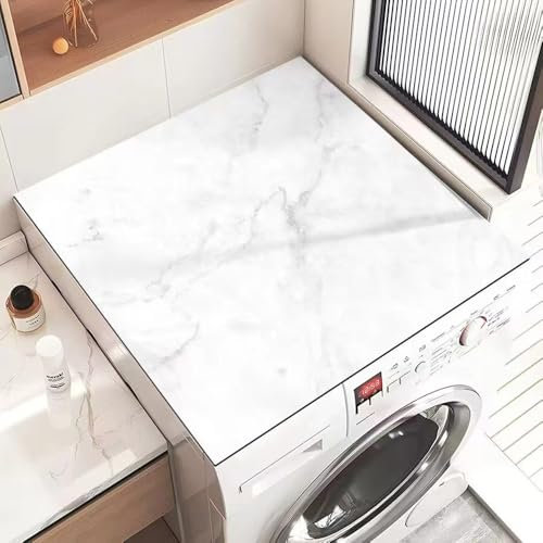 Odot Tapis de Protection pour Dessus de Machine à Laver, Motif de Marbre Blanc Antidérapant Housse de Machine à Laver pour Machine à Laver ou Sèche-Linge Buanderie Réfrigérateur Cuisine (c,60x60cm)