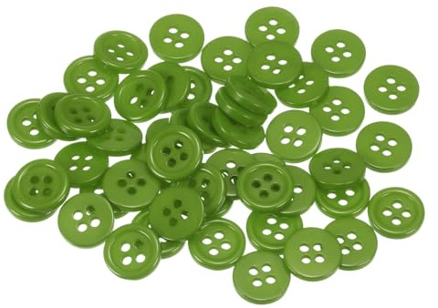 QUARKZMAN 100pcs Botones de Resina, 4 Agugeros 11.5mm Botones Redondos de Costura Botón Decorativo de Coser para Trajes Ropa Camisas Pantalones Manualidad Bricolaje, Verde