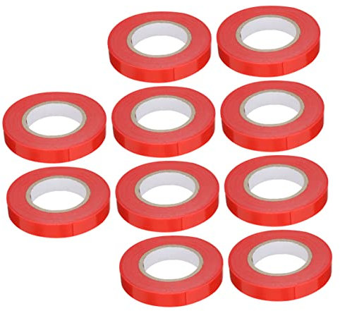 CIYODO Lot de 10 Rubans Adhésifs en PVC pour Plantes│Jardinage Et Plantation│Ruban Réglable Rouge│Fixation Vigne Cerises Tomates│Attache Solide sans Nœud