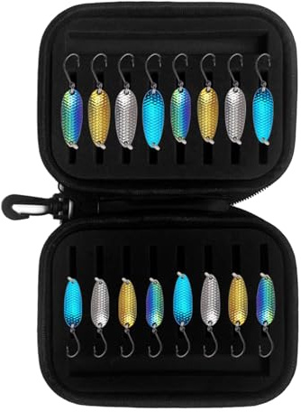 Shurhome Trouts Fishing Spoon Lure Artificial Baits Spinner Blinkers Fishing Baits with Storage Box Fishing Spoon Lure