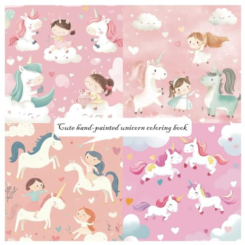 Cute hand-painted unicorn coloring book: Suitable for wallpaper patterns, pastel colors create a painting-like effect on the wall. This design is ... furniture with cute cartoon illustrations