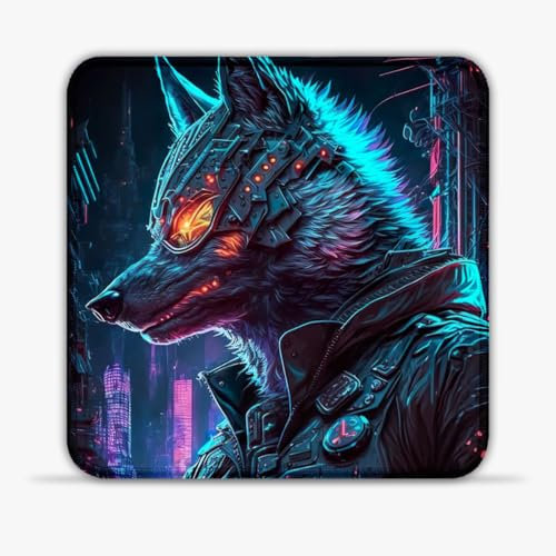LJSPTU Gaming Mouse Pad wolf human Portable 25x25cm Heat-Resistant Spill-Proof Desk Mat 360° Smooth Tracking for Esports, Compact for Travel Gaming Setup