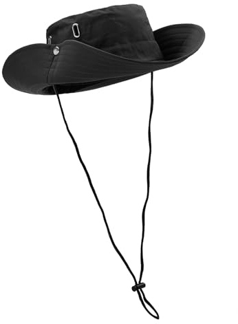 MILAKOO Unisex hinkhatt utomhus fiskarhatt solhatt för män och kvinnor vandringshatt snabbtorkande vattentät vandringshatt med öppningsbart brätte och vindtätt rep, svart, one size
