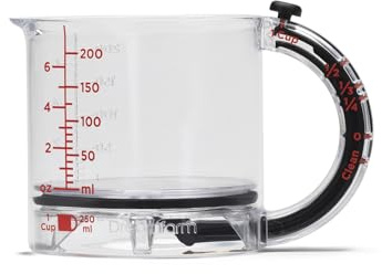 Dreamfarm Upcup All-in-1 Adjustable Measuring Cup, Metric & Imperial Measurements up to 1 Cup - Black/Clear