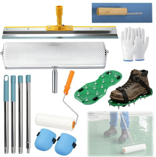 WUDLEP Spiked Roller Self Levelling Tool Kit with Spike Shoes and Rake