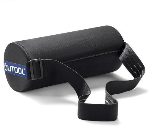 QUTOOL Lumbar Roll Pillow, Memory Foam Lumbar Support for Lower Back, Roll Pillow with Elastic Strap, Removable Washable Cover, Lumbar Support Pillow for Office Chair, Car Seat, Sofa, Couch, Black