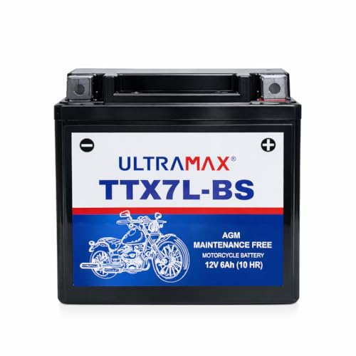 ULTRAMAX TTX7L-BS, 12V 6Ah 70 CCA Motorcycle Motorbike Powersports Battery