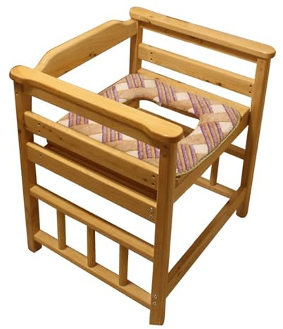 STHOYN Chaise Percée Adulte avec Bras De Soutien Chaises Percées Amovibles pour Adultes Pliable Stable sur La Chaise Percée Toilette(B)