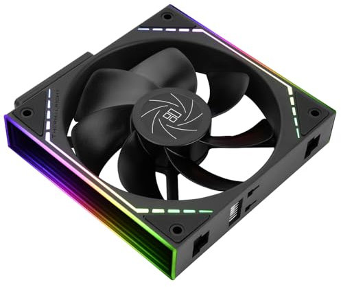 TR-TL-M12QR CPU Fan 120mm Case Cooler Wireless Splicing,PWM Connector Silent Computer Cooling with S-FDB Bearing, Building Blocks PC Fan with ARGB Mirror Light Effect,low Noise,Black