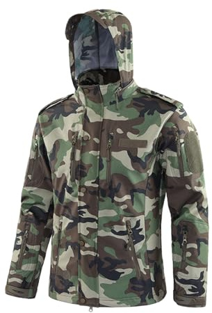 Veste Militaire Homme Militaire Tactique Treillis Army Randonnée Camouflage Tenue Blouson Imperméable Hiver Coupe Vent Equipement Imperméables Softshell Homme XL