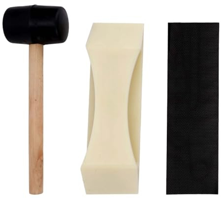 3 Delars Verktygssats för Golvfogfixare, Trapetsformad Knackblockhammare och Självhäftande Baksida för Alla Träytor Laminat Vinyl och Trägolv