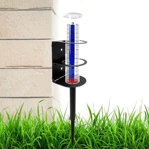 LONGHAO Pluviómetro Exterior de Plástico, Soporte Metálico 2 en 1 (Suelo/Pared), Medición de Precipitaciones Hasta, Instrumento Meteorológico Ligero y Resistente para Jardín y Balcón (7 Pulgadas)