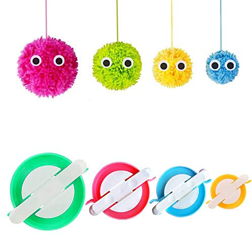Pom Pom Maker, 4 Größen, 4 Größen Bommel Maker Groß Set Fluff Kugel Weber DIY Handwerk Pompom Making Kit, Weben, DIY, Wollgarn, Stricken, Handwerksprojekt für Kinder und Erwachsene