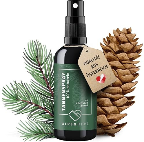 Alpenherz Tannenduft Spray für künstlichen Weihnachtsbaum - 100 ml naturrein mit ätherisch Tannen Öl - Tannen Duftspray für Künstlich Baum Tannenspray für Christbaum Tannenbaum Geruch Spray