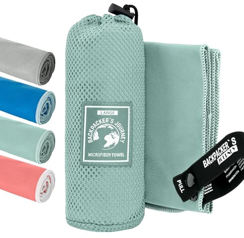 Backpacker's Journey Mikrofaser Handtücher in S M L XL. Reisehandtuch Sets leicht, schnelltrocknend, saugfähig und antibakteriell (türkis XL&L&M)