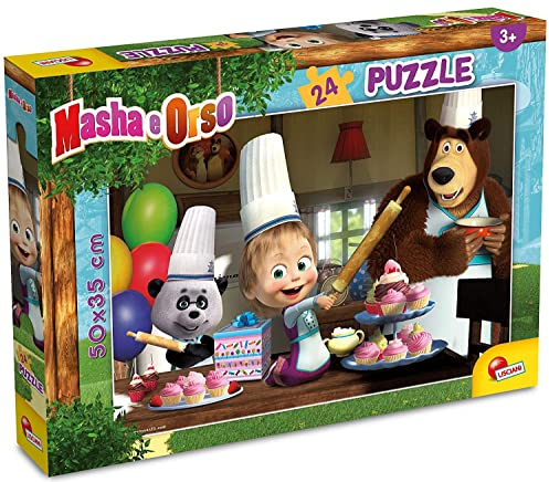 Lisciani - Puzzle Masha y el Oso - 86061 - Puzzle Doble Cara 24 Piezas - Reverso para Colorear - Juego de Reflexión y Paciencia - Juego Educativo - Para Niños a Partir de 3 Años