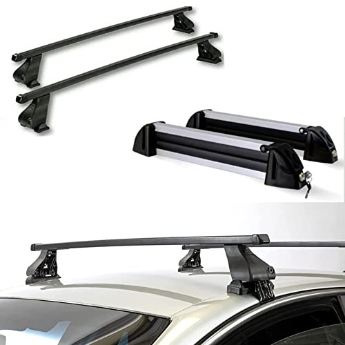 Barre portatutto + Portasci 4 paia di scii o 2 snowboard per ALFA ROMEO GIULIA (4 porte) dal 2016 in poi con tetto standard