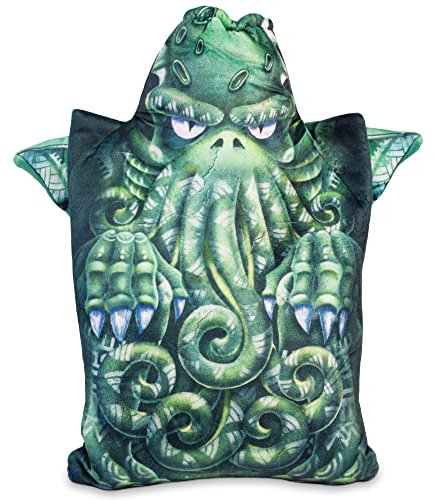 Cthulhu Wärmflasche mit Bezug - Bettflasche mit weichem abnehmbaren Bezug für Fantasy & Horror Fans, Hand-Fußwärmer Wärmekissen - Grün 2L