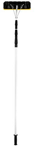 COSTWAY Aluminum Snow Roof Rake, 200 to 630cm Telescoping Snow Removal Tool Scraping Shovel with Large Blade and Anti-skid Handle for Removing Leaves, Branches & Dust (Black + Yellow, 40 × 15cm)
