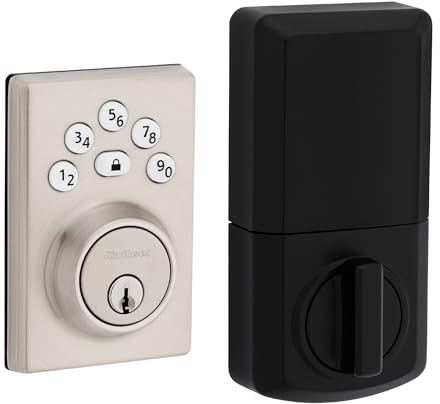 Kwikset Powerbolt 240 5-Button Keypad Satin Nickel Contemporary Electronic Deadbolt Door Lock, Featuring Convenient Keyless Entry, Customizable User Codes and Auto Locking