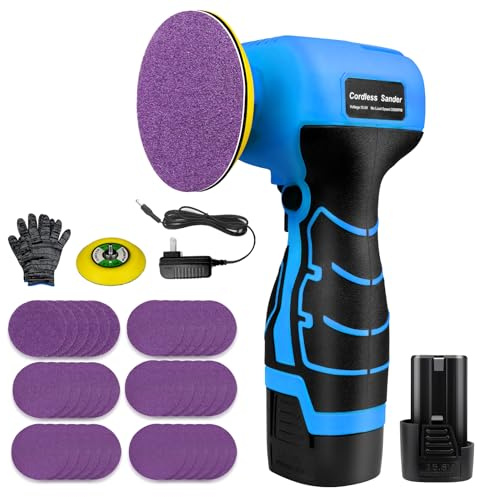 Levigatrice elettrica senza fili da 16,8 V con 36 carte vetrate, 3500 giri/min, batteria da 3,0 Ah, design leggero e compatto per legno, metallo, rimozione della vernice e progetti fai da te